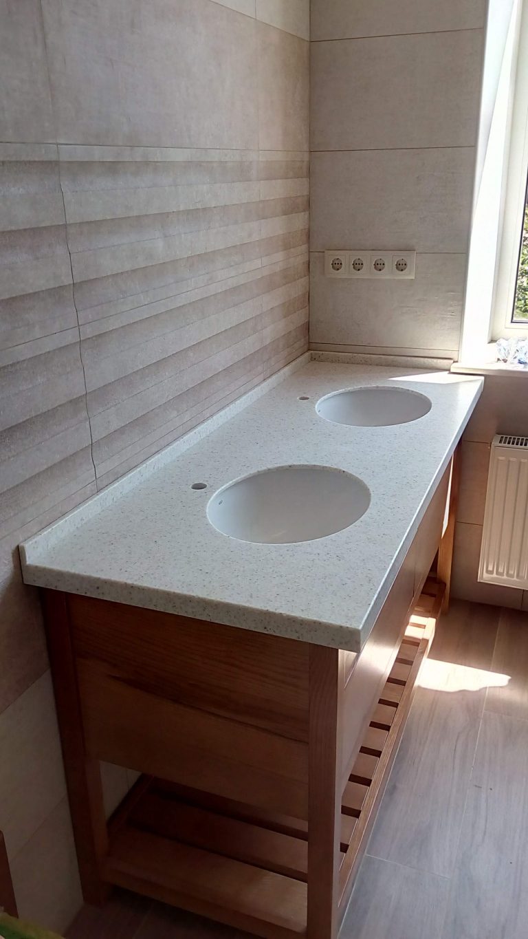 Тумба зі стільницею з двома умивальниками v-0004